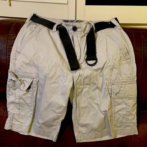 Lt tan w/pin stripes all buttons and belt